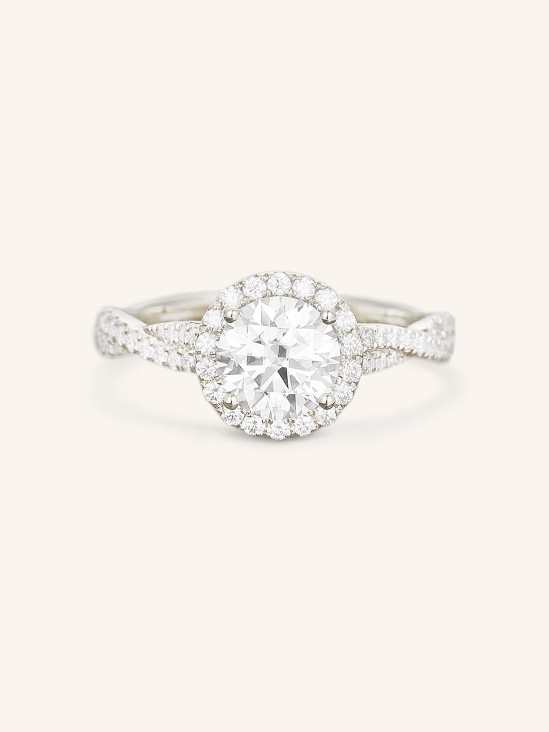Stunning 1.0 CT Round Moissanite Engagement Ring with Halo & Pave Design 3