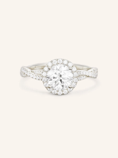 Stunning 1.0 CT Round Moissanite Engagement Ring with Halo & Pave Design 3