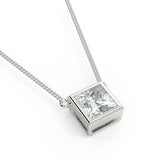 1.0 CT Princess Moissanite Diamond Solitaire Pendant Necklace in Solid Gold 6