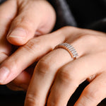 Stunning 0.4 TCW Baguette & Round Moissanite Stones Half Eternity Wedding Band 4