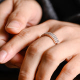 Stunning 0.4 TCW Baguette & Round Moissanite Stones Half Eternity Wedding Band 4