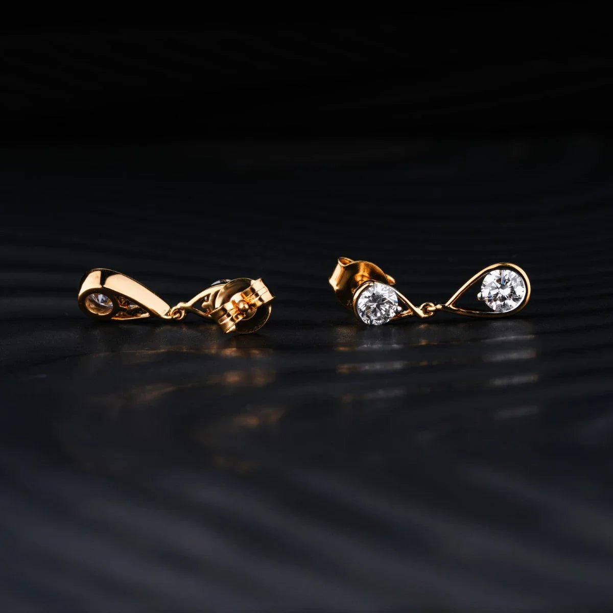 1.0 TCW Round Cut Moissanite Drop Earrings in Gold 3