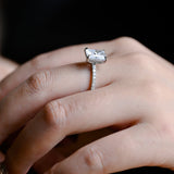 Stunning 1.0 - 2.0 CT Emerald Moissanite Engagement Ring With Hidden Halo Design 3