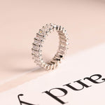 Stunning 0.5 TCW Emerald Moissanite Stones Full Eternity Wedding Bands 9
