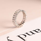 Stunning 0.5 TCW Emerald Moissanite Stones Full Eternity Wedding Bands 9