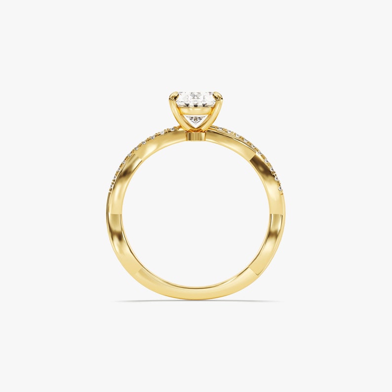 Stunning 1.0-2.0 CT Oval Moissanite Engagement Ring with Twisted Pave Design 3