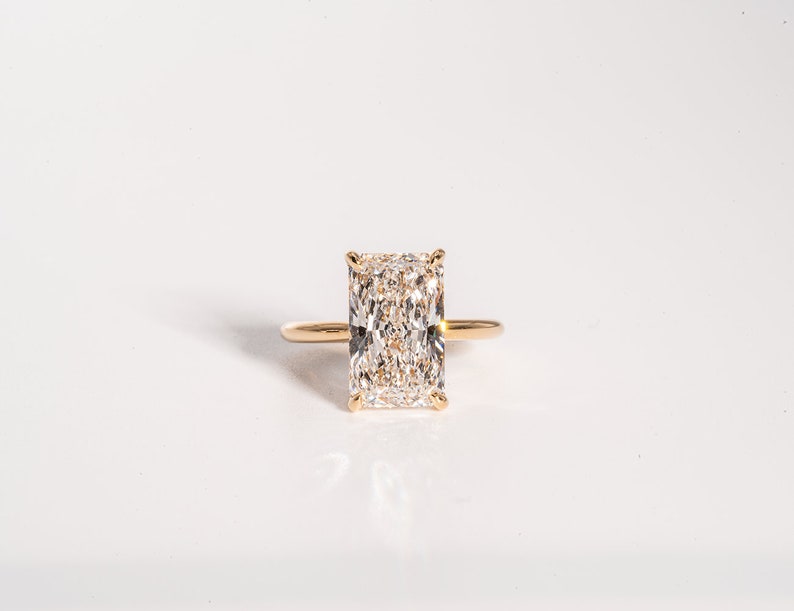 Classic 4.01 CT Radiant Moissanite Engagement Ring with Hidden Halo Design 1