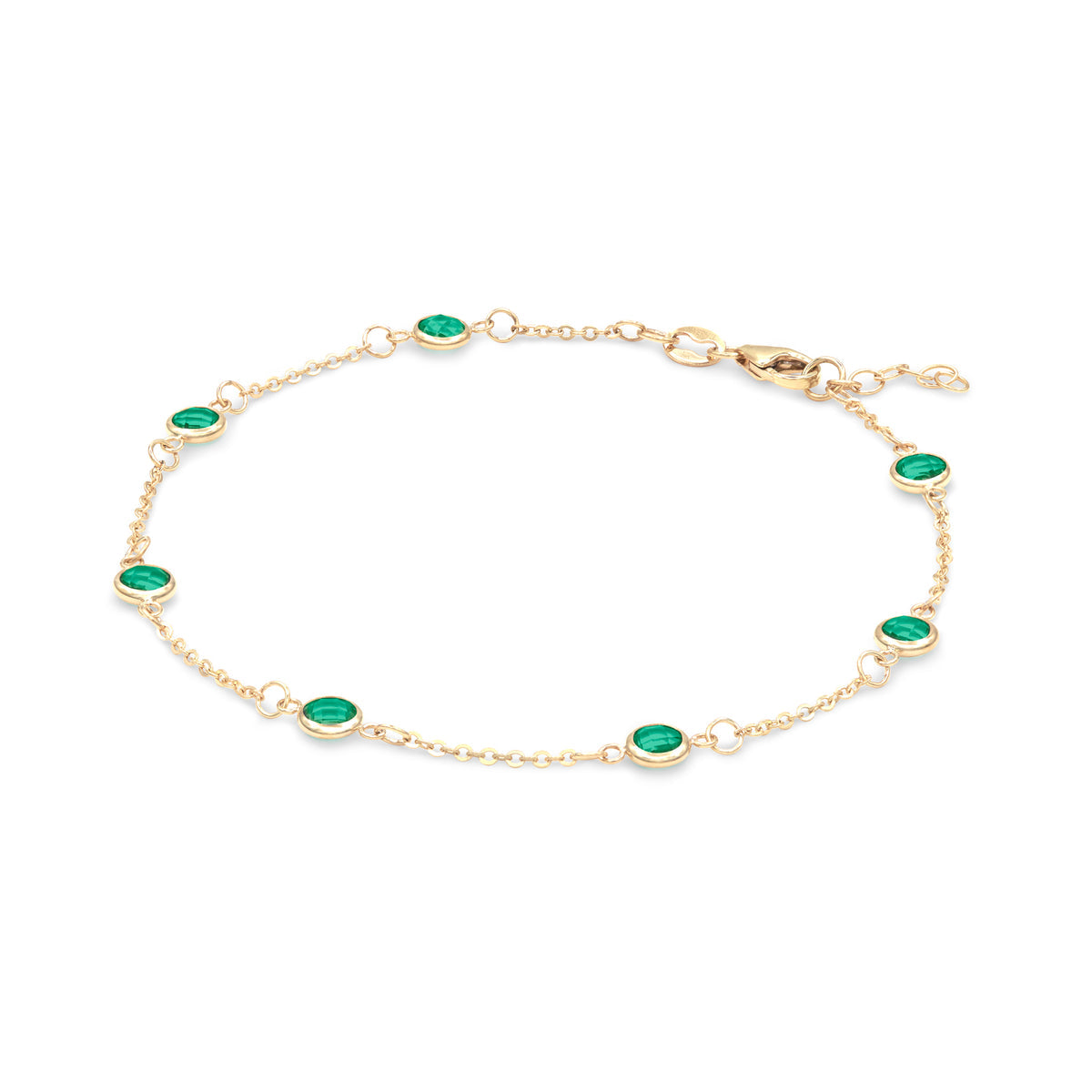 1.75 TCW Round Emerald Lab Made Diamond-May Birthstone Chain Bracelet 5