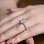 Stunning 1.0 - 2.0 CT Emerald Moissanite Engagement Ring with Hidden Halo Design 4
