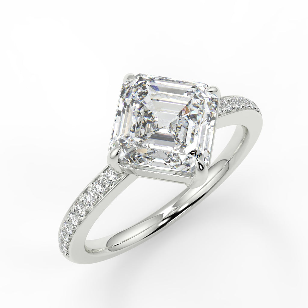 Stunning 2.0 CT Asscher Moissanite Engagement Ring with Pave Design 5