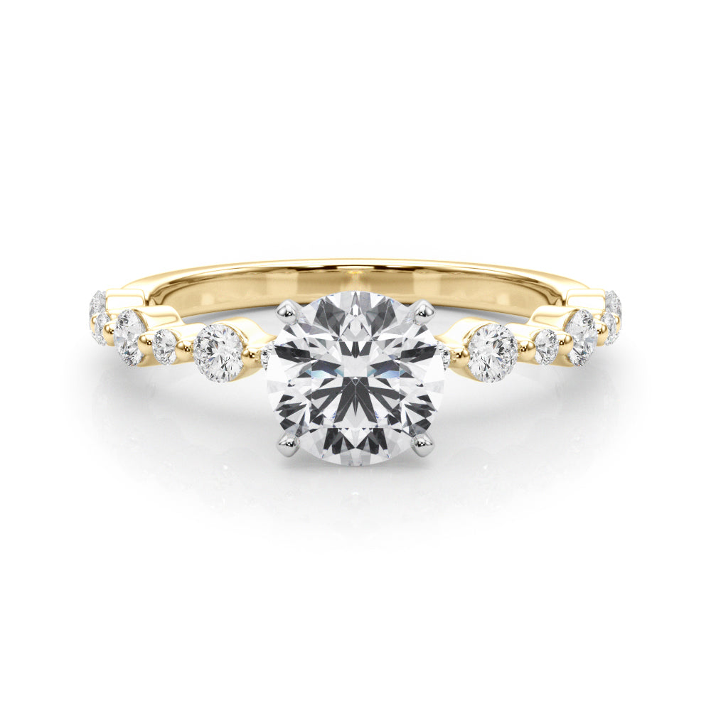 Stunning 1.0- 2.0 CT Round Moissanite Engagement Ring with Two Tone & Pave Design 1