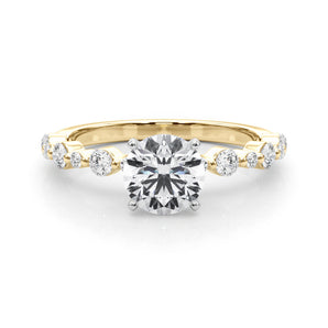 Stunning 1.0- 2.0 CT Round Moissanite Engagement Ring with Two Tone & Pave Design