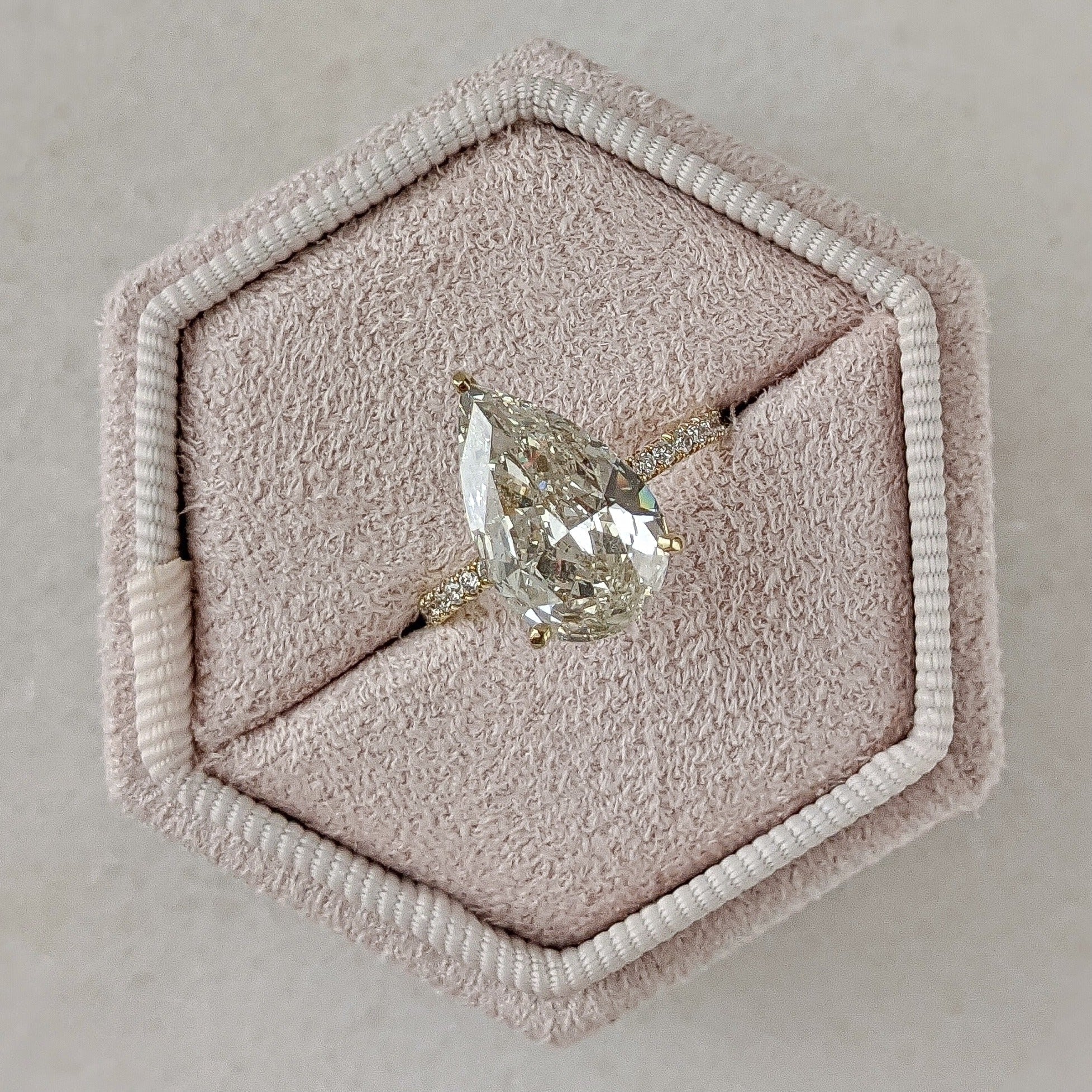 Pear Cut Pave Lab Grown Diamond Engagement Ring