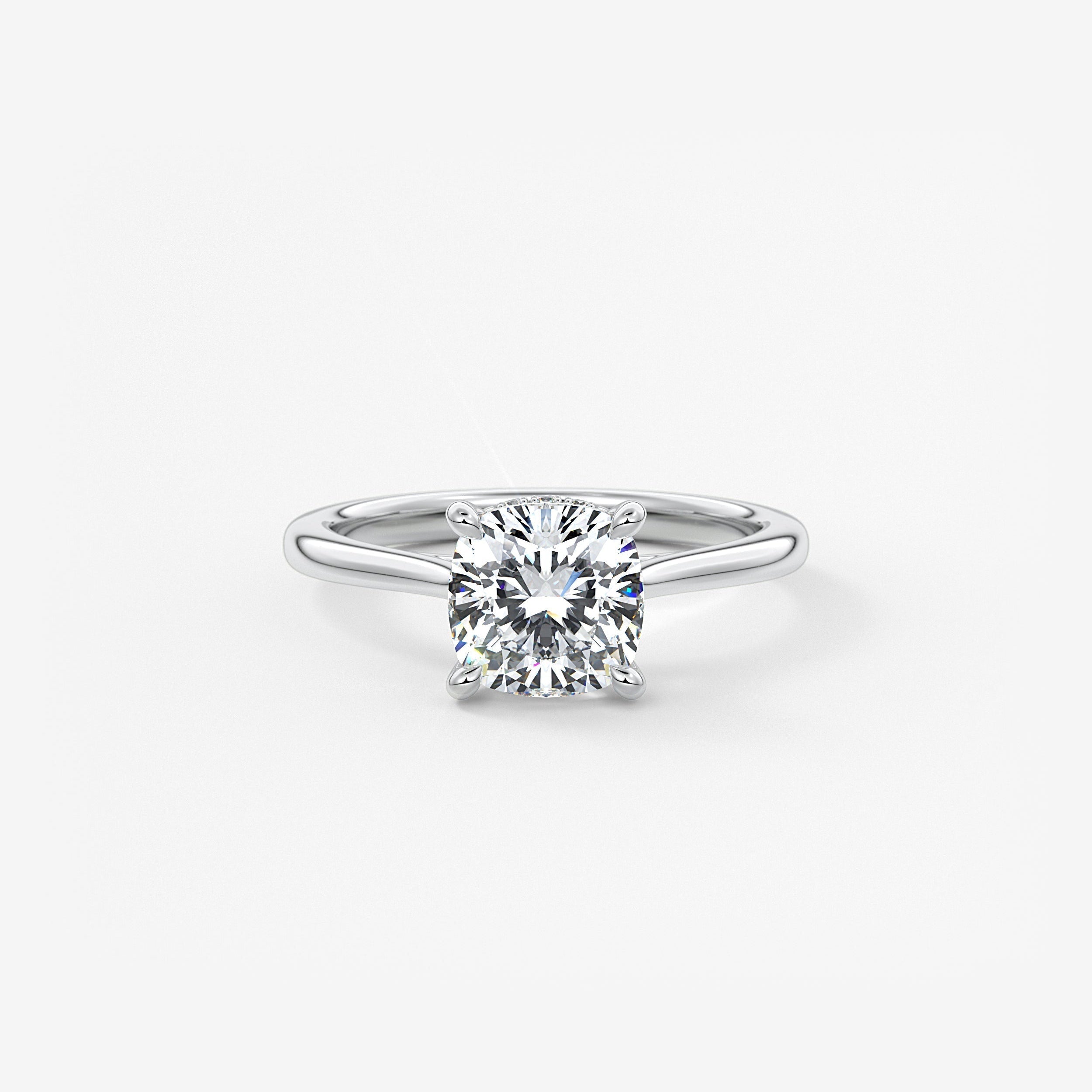 Cushion Hidden Halo/ Cathedral Lab Grown Diamond Engagement Ring