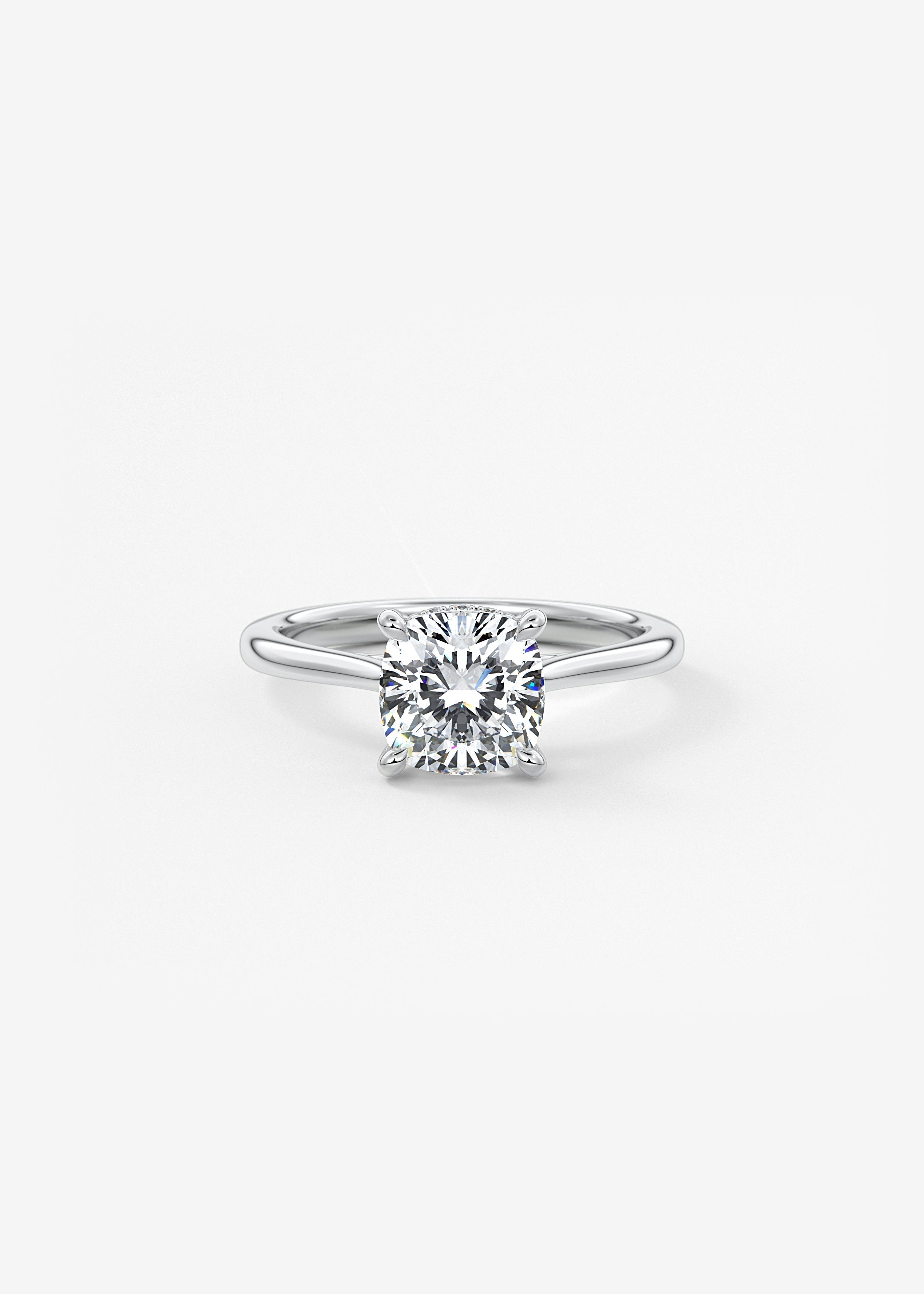 Cushion Hidden Halo/ Cathedral Lab Grown Diamond Engagement Ring