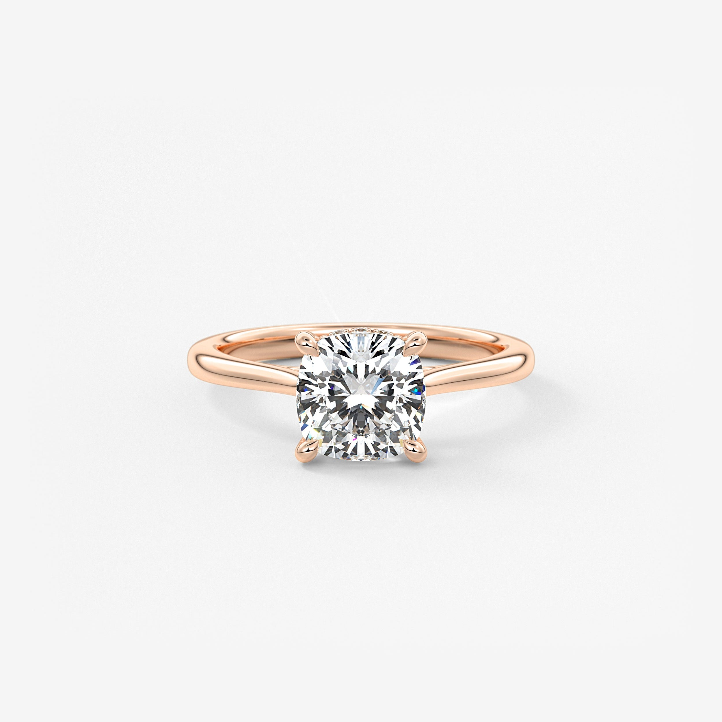 Cushion Hidden Halo/ Cathedral Lab Grown Diamond Engagement Ring
