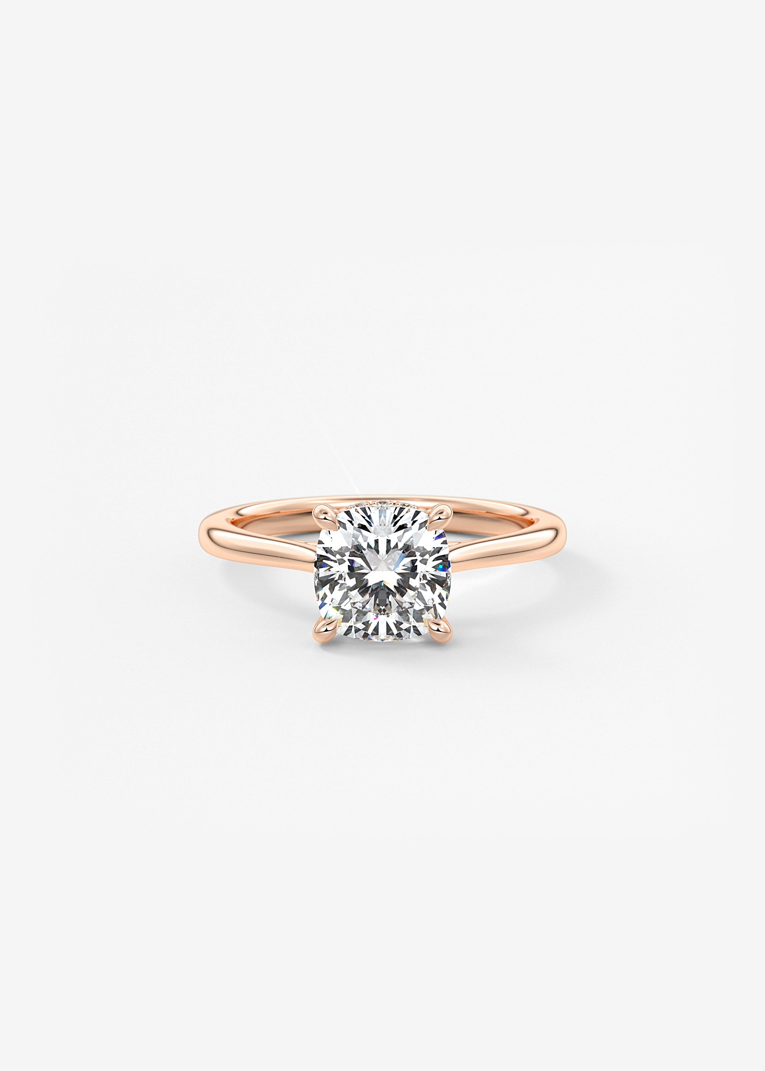 Cushion Hidden Halo/ Cathedral Lab Grown Diamond Engagement Ring