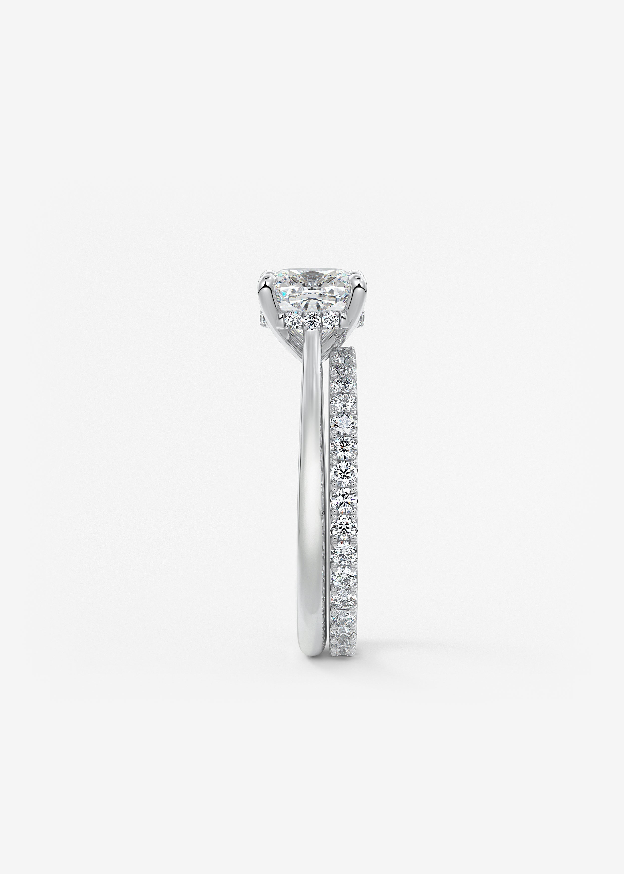 Cushion Hidden Halo/ Cathedral Lab Grown Diamond Engagement Ring