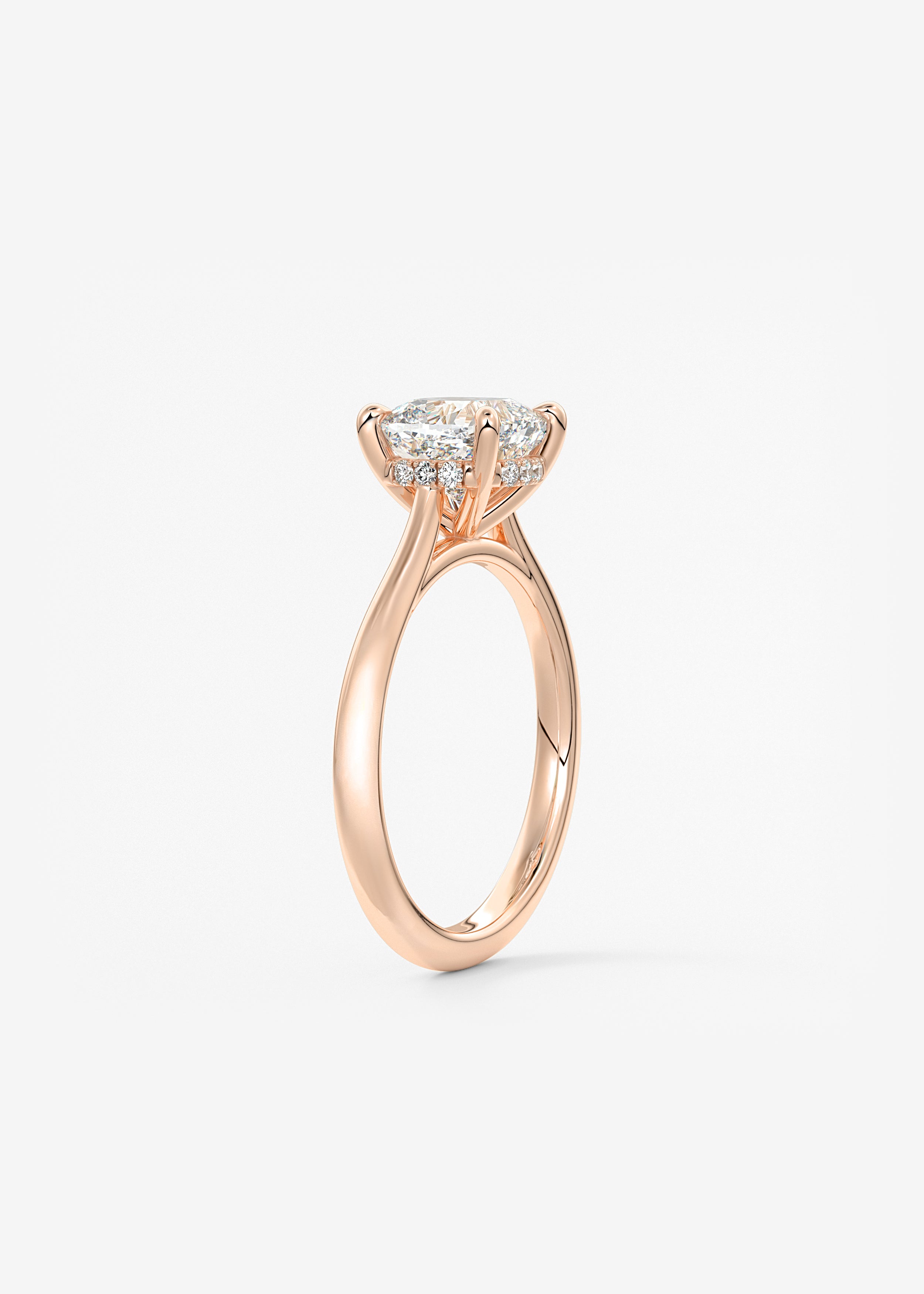 Cushion Hidden Halo/ Cathedral Lab Grown Diamond Engagement Ring