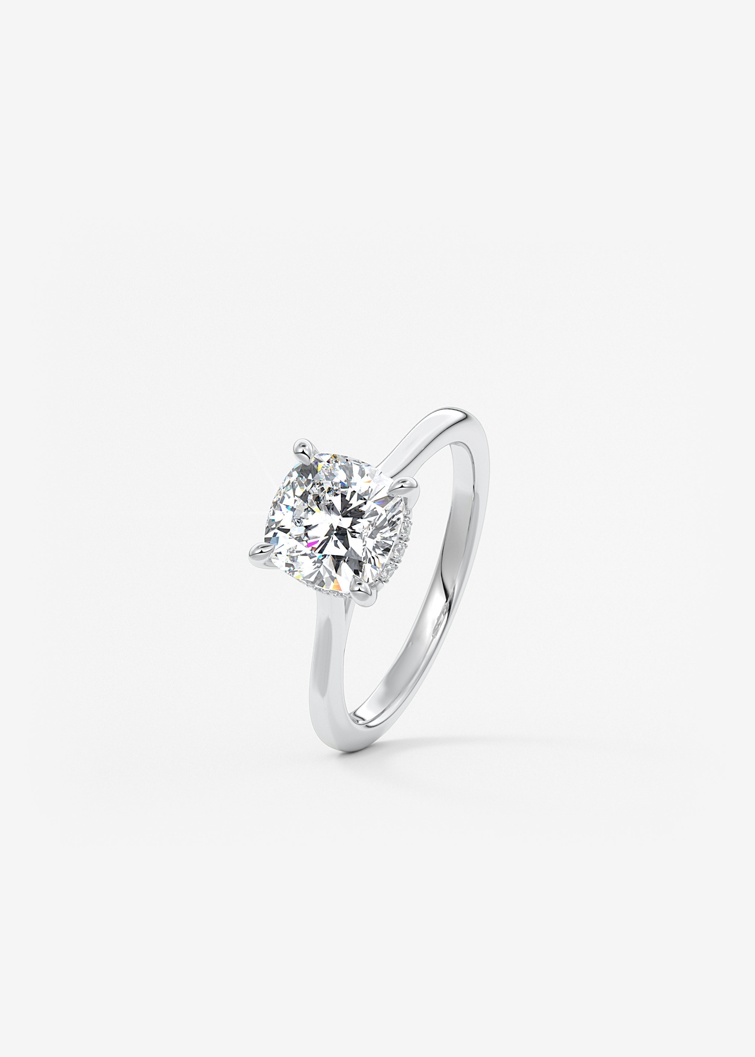 Cushion Hidden Halo/ Cathedral Lab Grown Diamond Engagement Ring