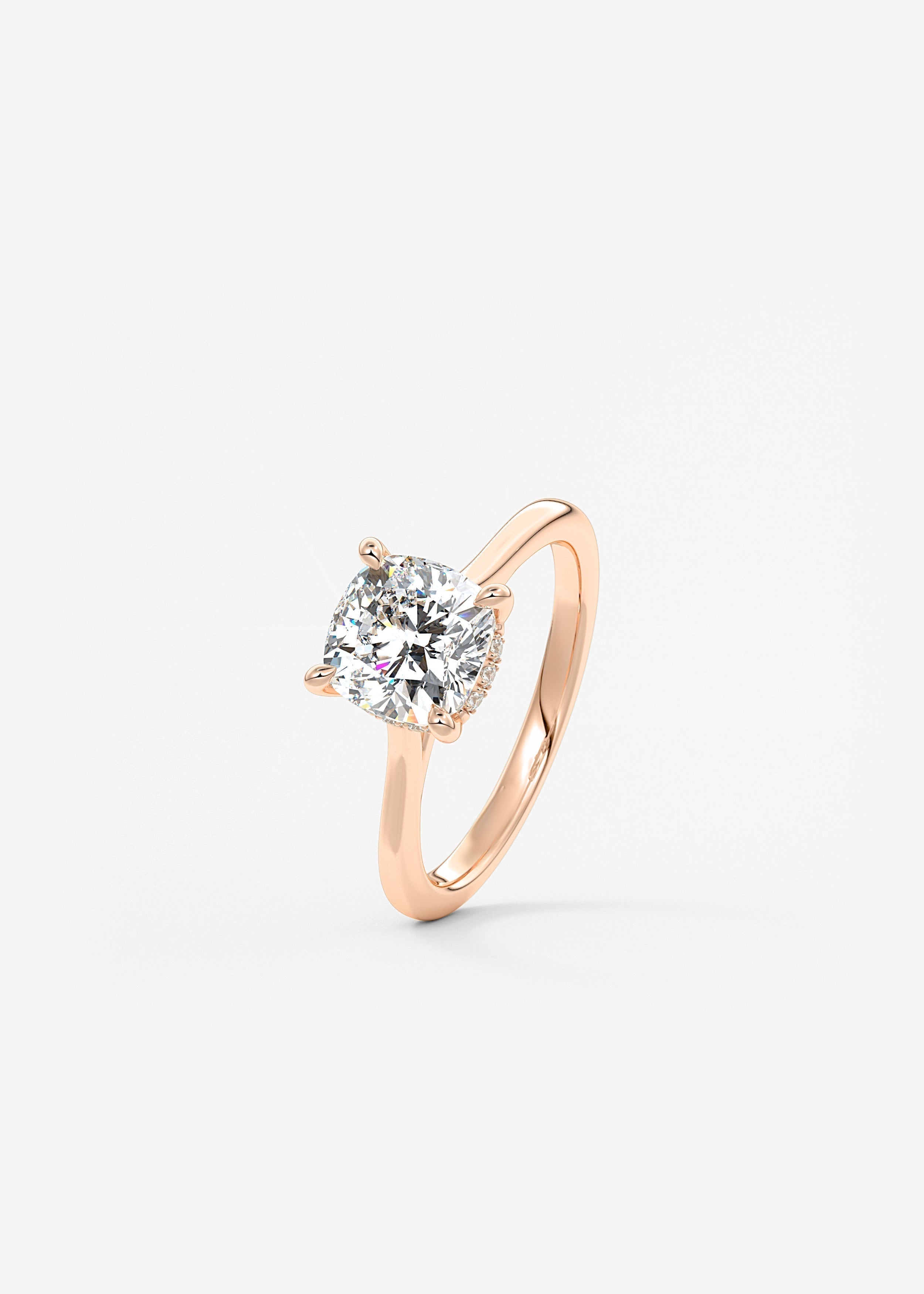 Cushion Hidden Halo/ Cathedral Lab Grown Diamond Engagement Ring