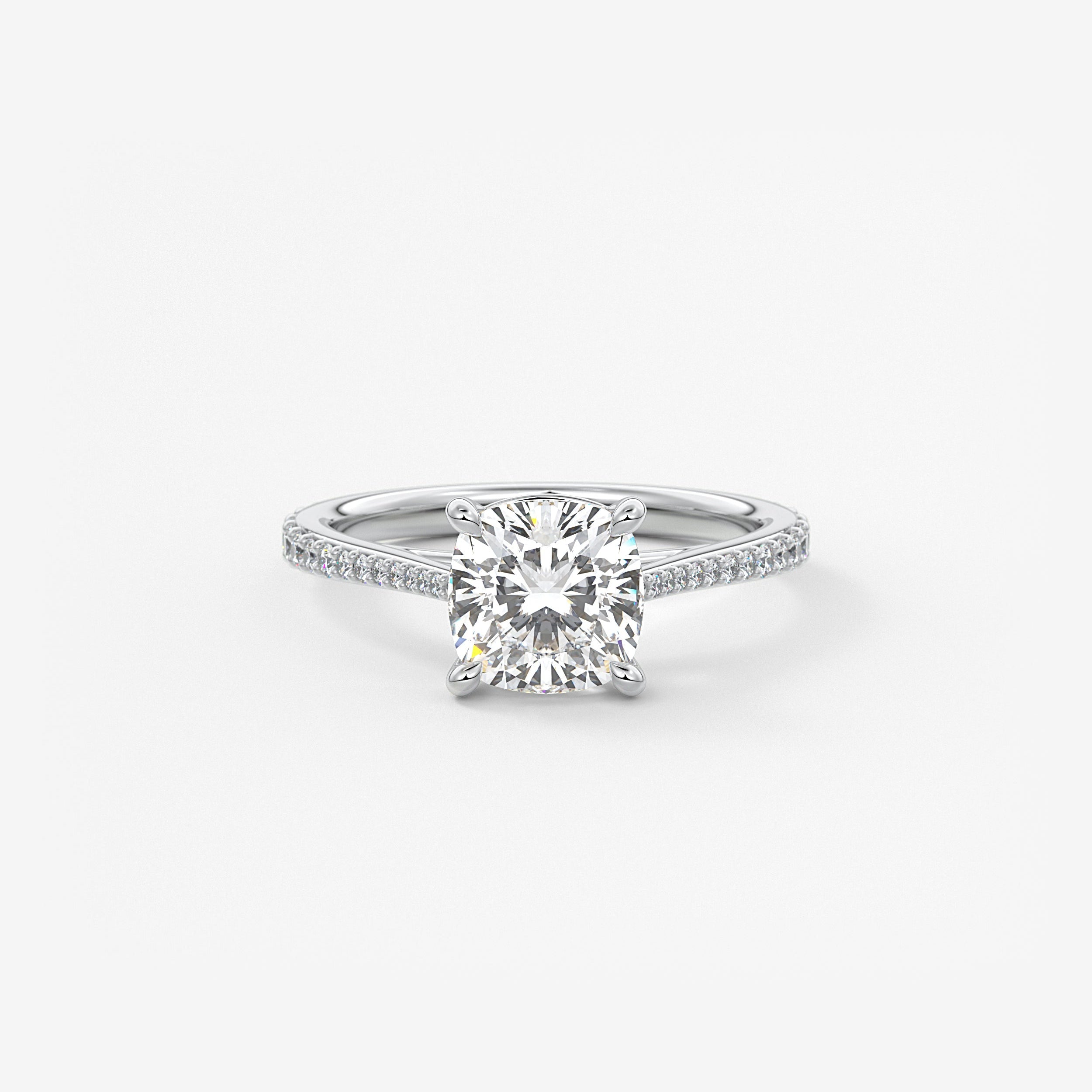 Cushion Pave Cathedral Lab Grown Diamond Engagement Ring