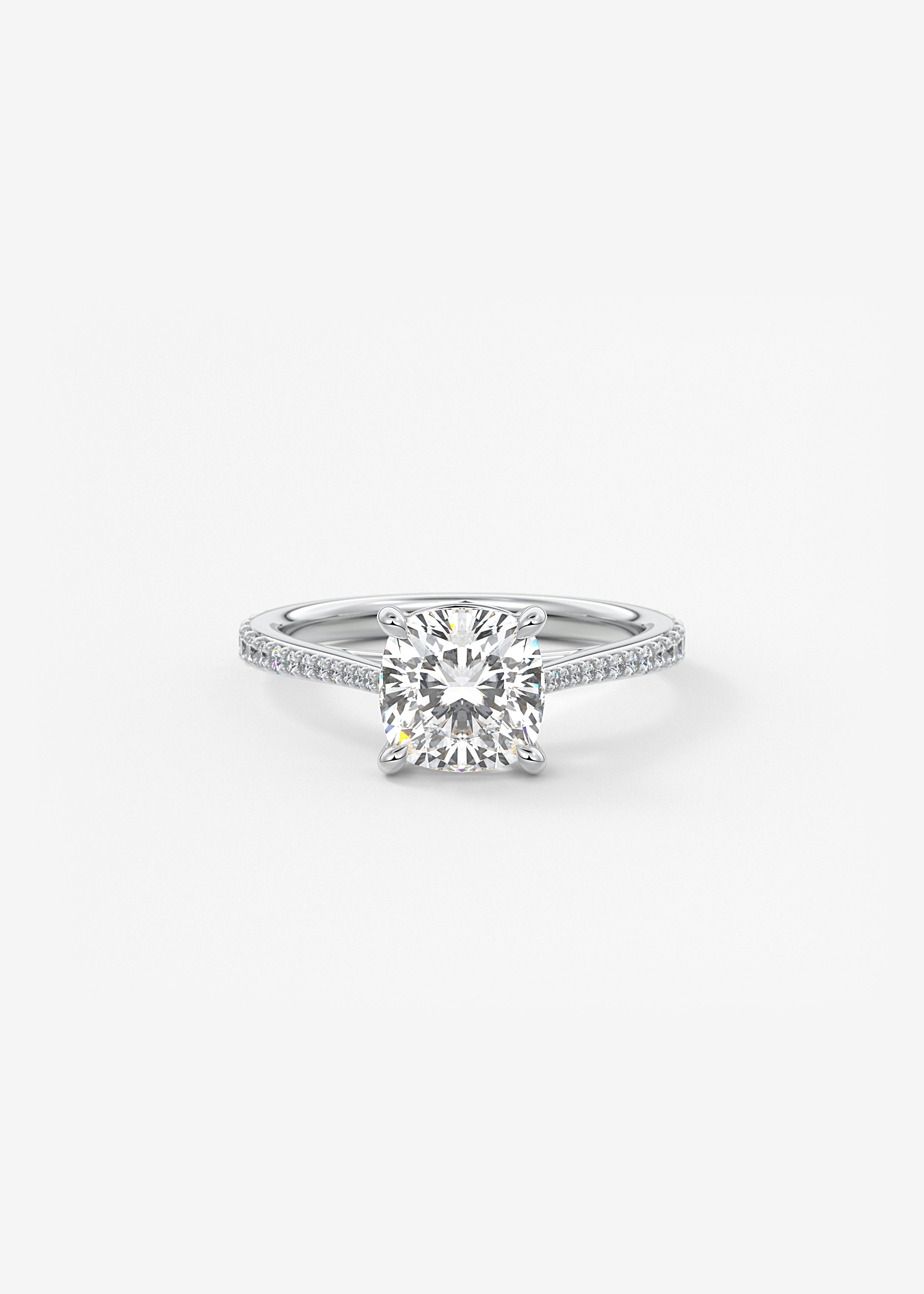 Cushion Pave Cathedral Lab Grown Diamond Engagement Ring