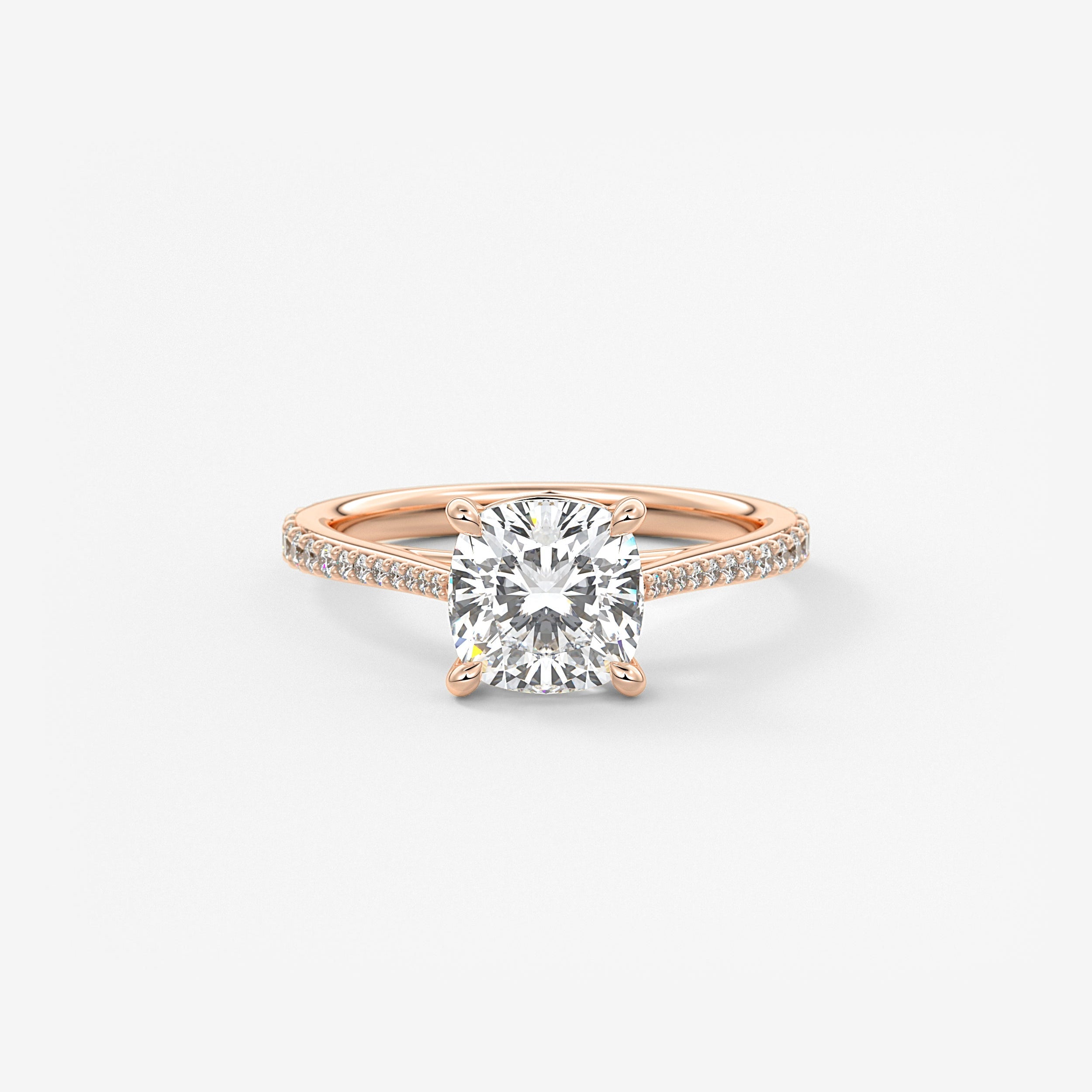 Cushion Pave Cathedral Lab Grown Diamond Engagement Ring