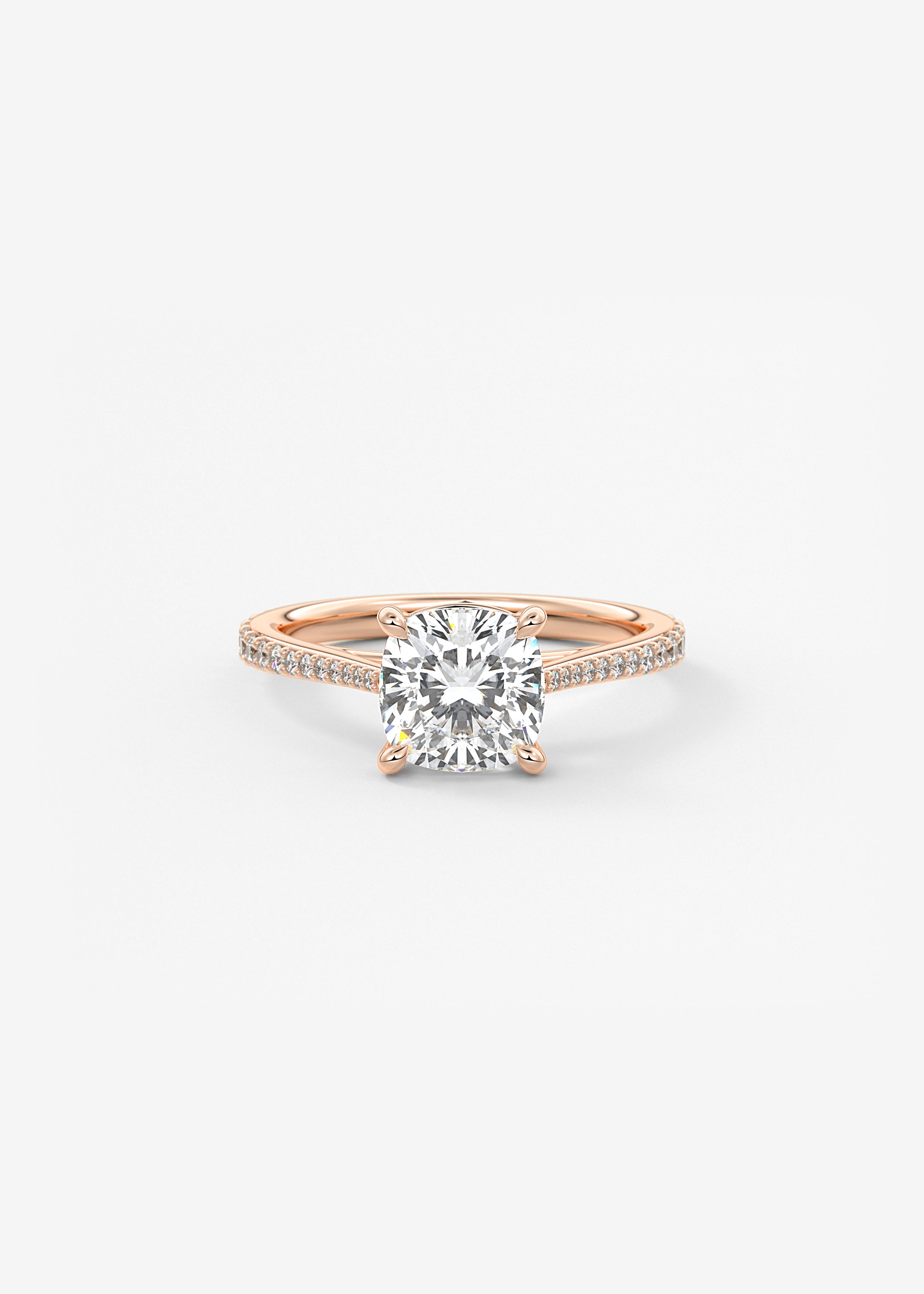 Cushion Pave Cathedral Lab Grown Diamond Engagement Ring