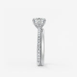 Cushion Pave Cathedral Lab Grown Diamond Engagement Ring