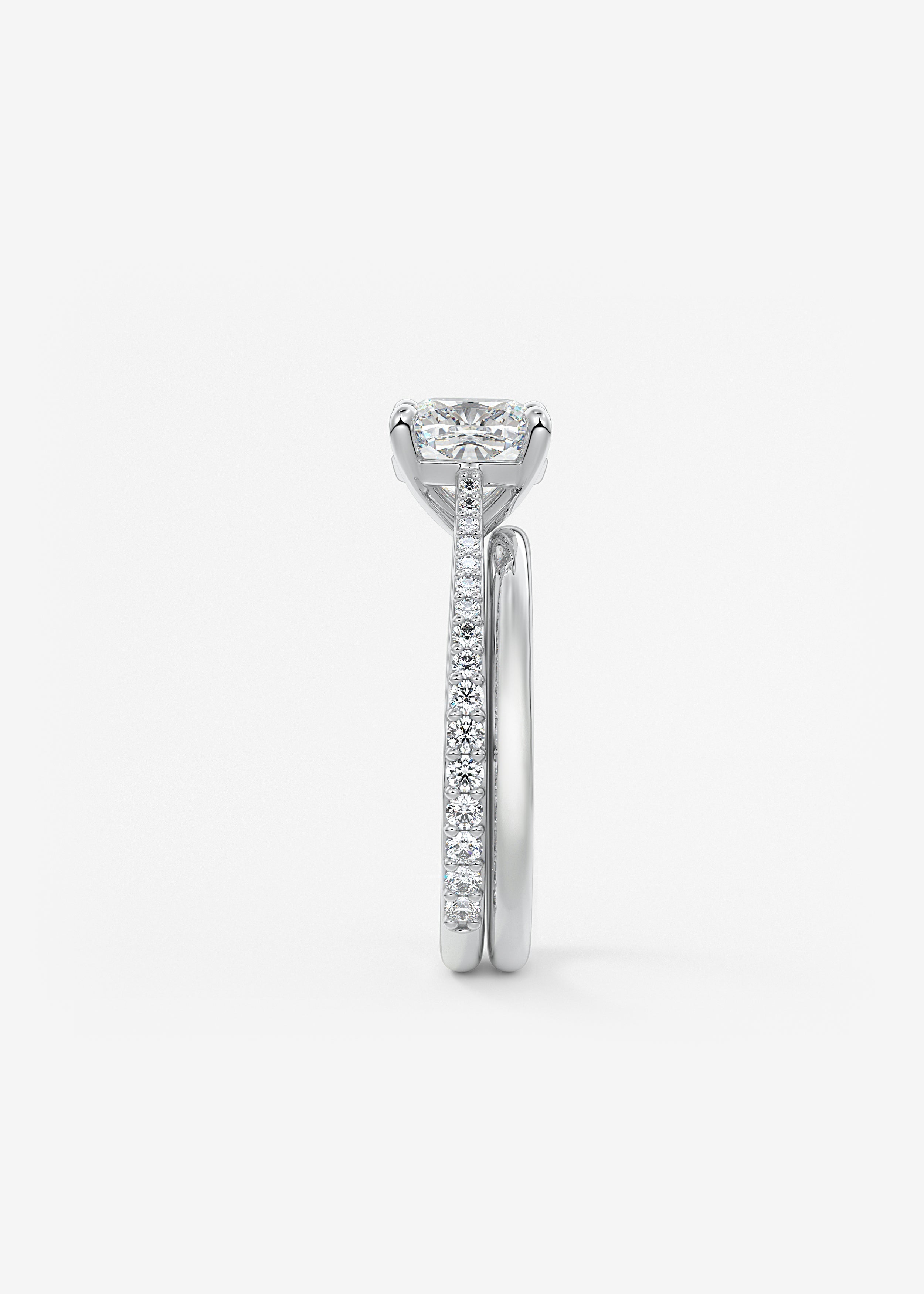 Cushion Pave Cathedral Lab Grown Diamond Engagement Ring