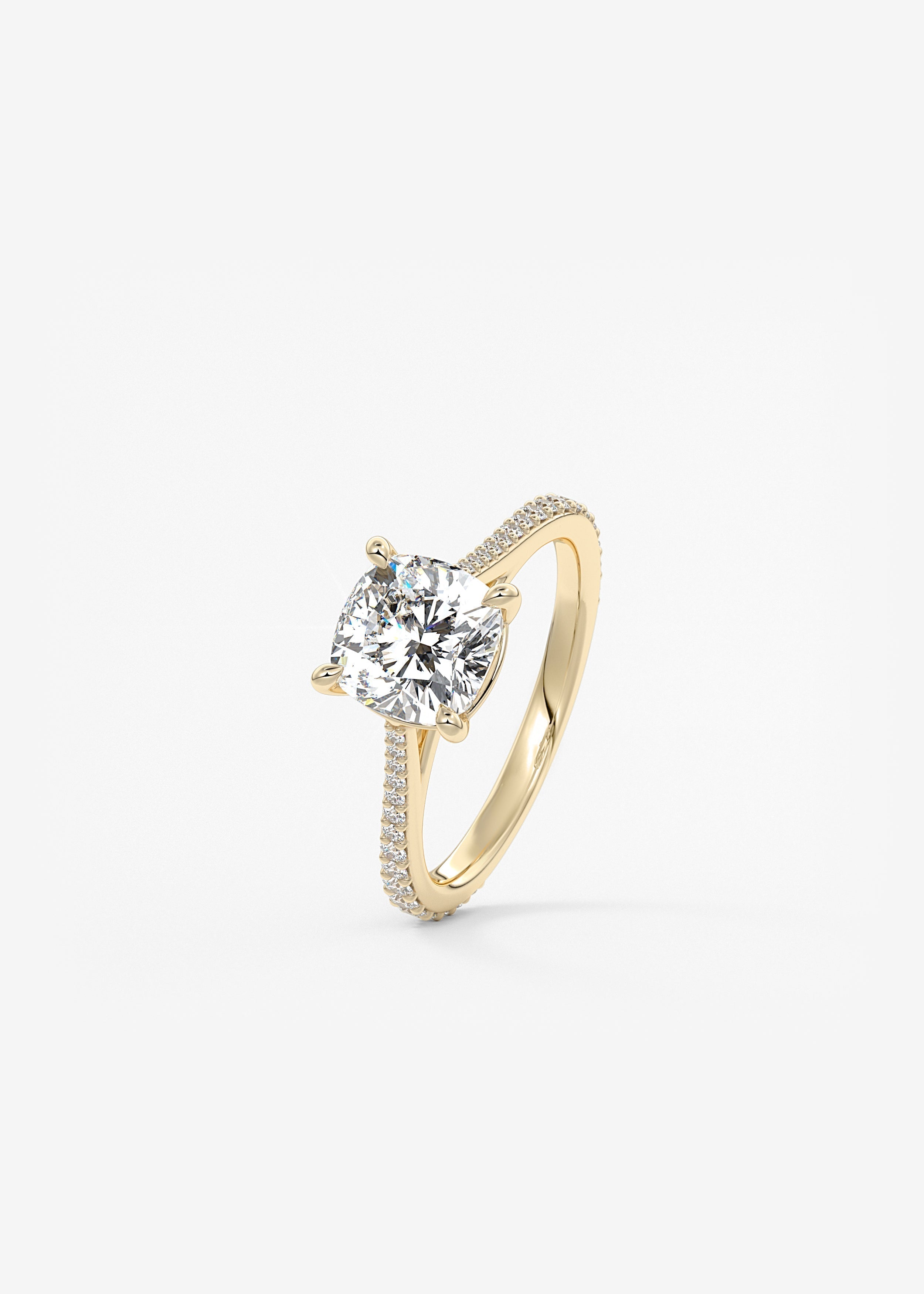 Cushion Pave Cathedral Lab Grown Diamond Engagement Ring