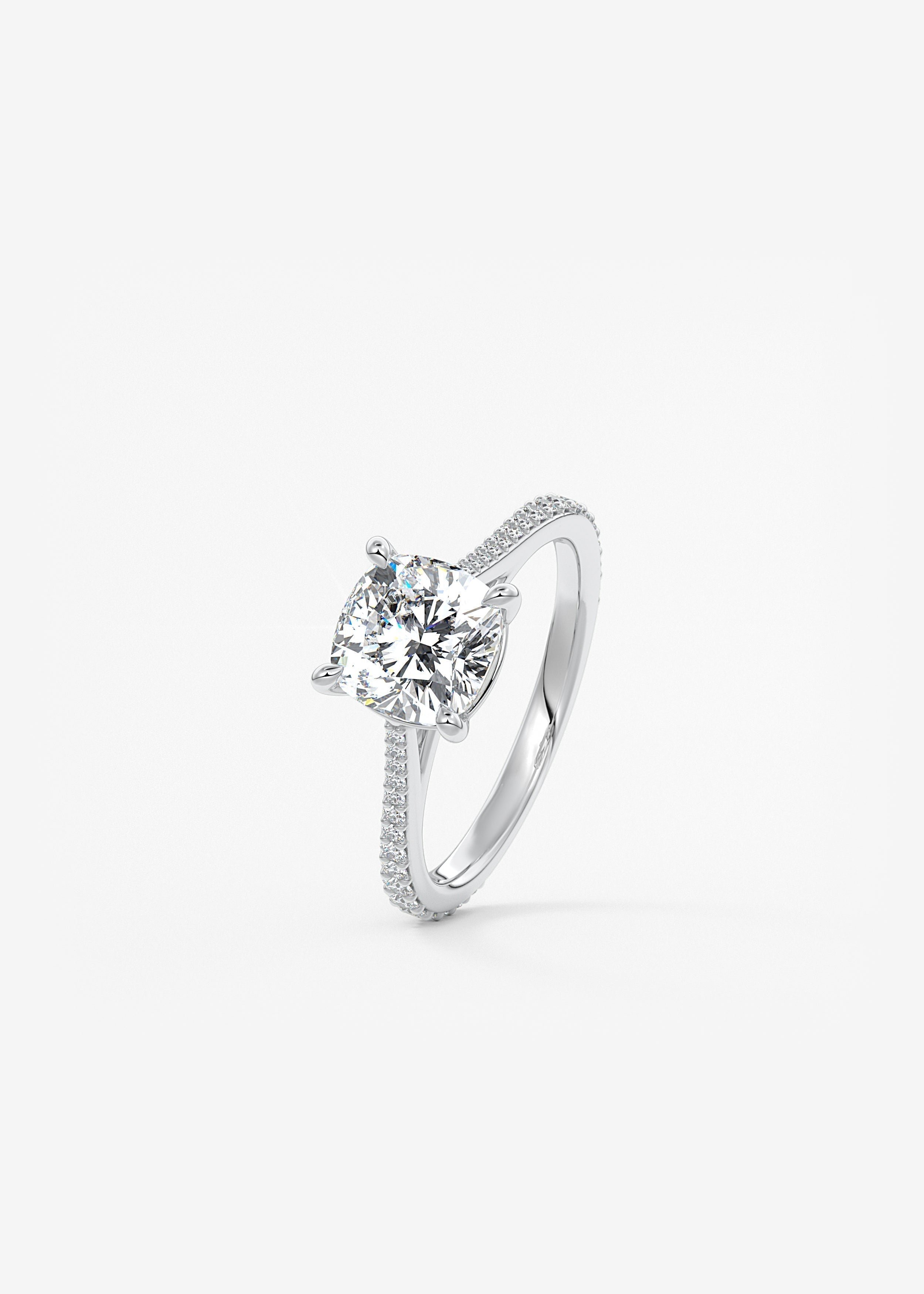 Cushion Pave Cathedral Lab Grown Diamond Engagement Ring