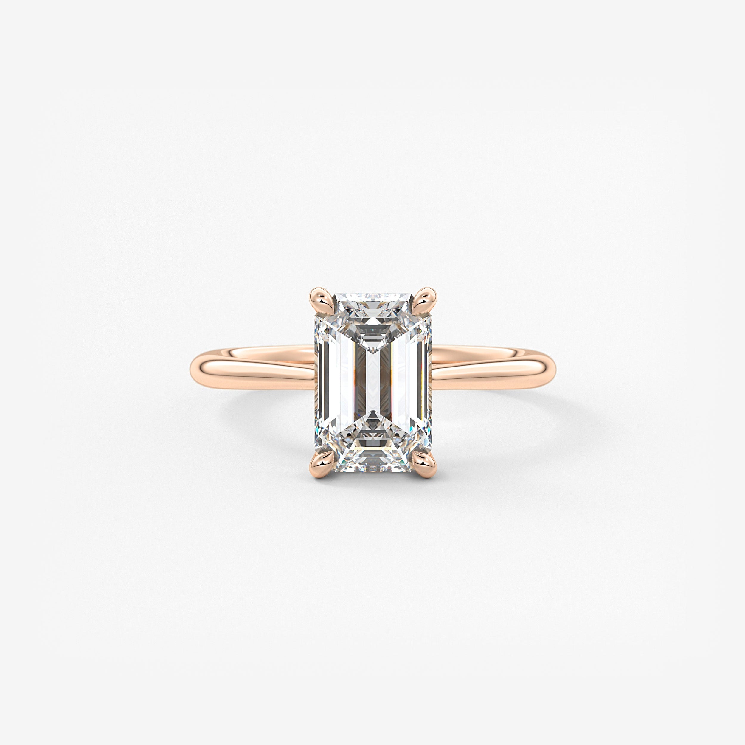 Emerald Hidden Halo/ Cathedral Lab Grown Diamond Engagement Ring