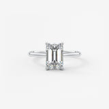 Emerald Hidden Halo/ Cathedral Lab Grown Diamond Engagement Ring