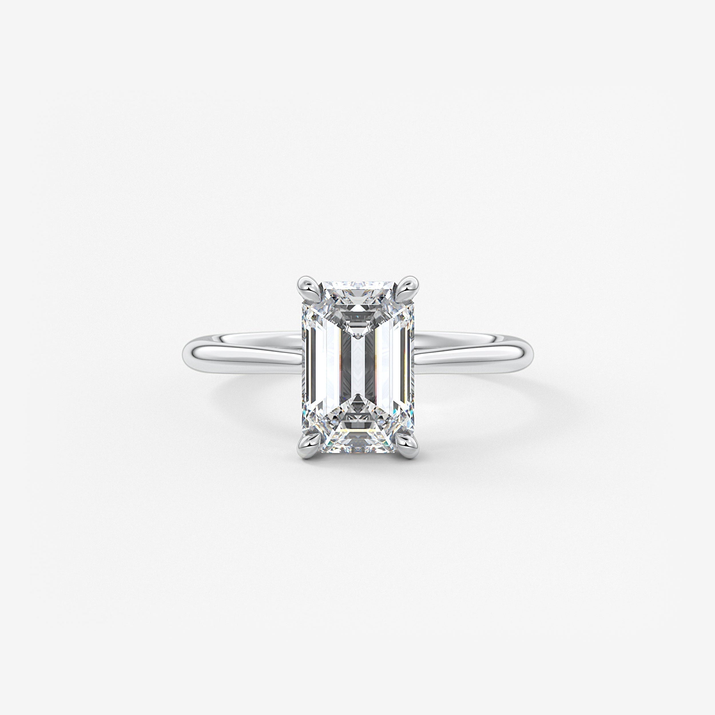 Emerald Hidden Halo/ Cathedral Lab Grown Diamond Engagement Ring