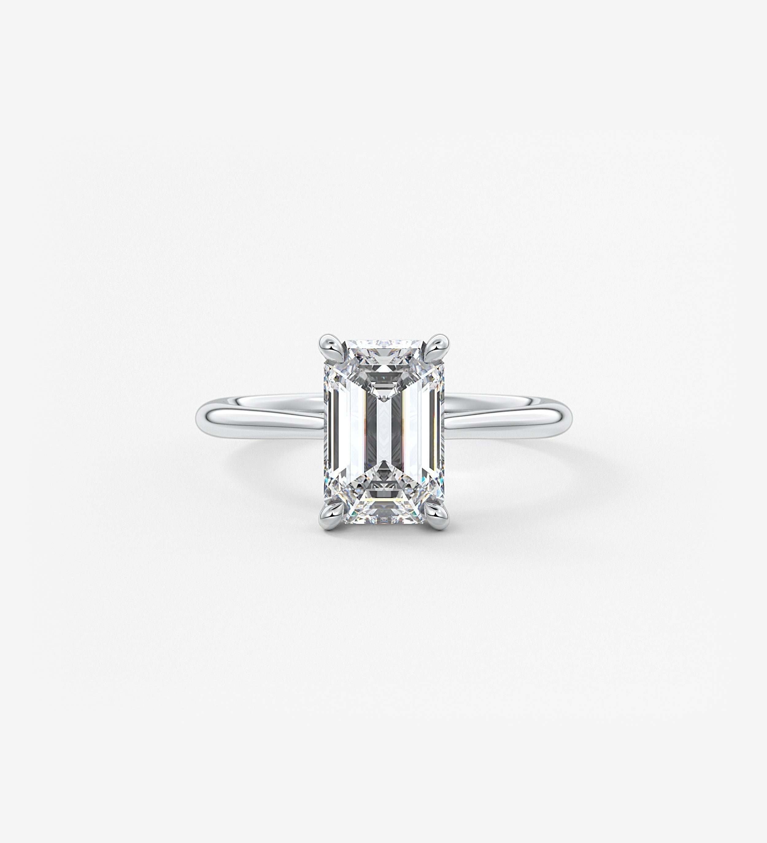 Emerald Hidden Halo/ Cathedral Lab Grown Diamond Engagement Ring