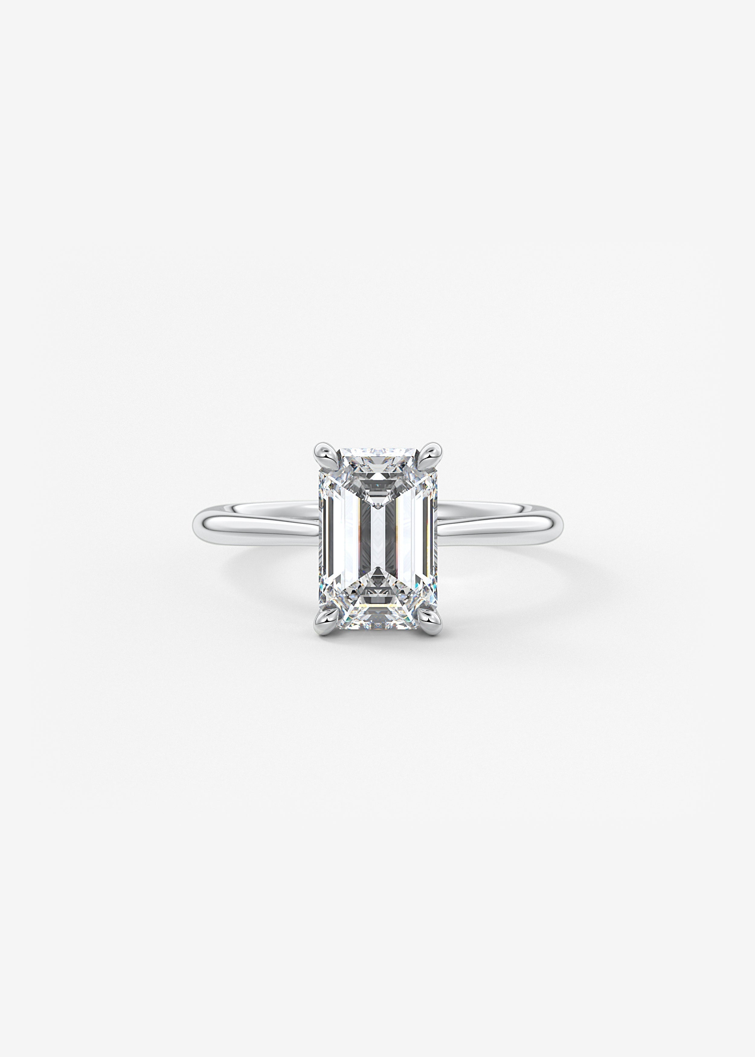 Emerald Hidden Halo/ Cathedral Lab Grown Diamond Engagement Ring