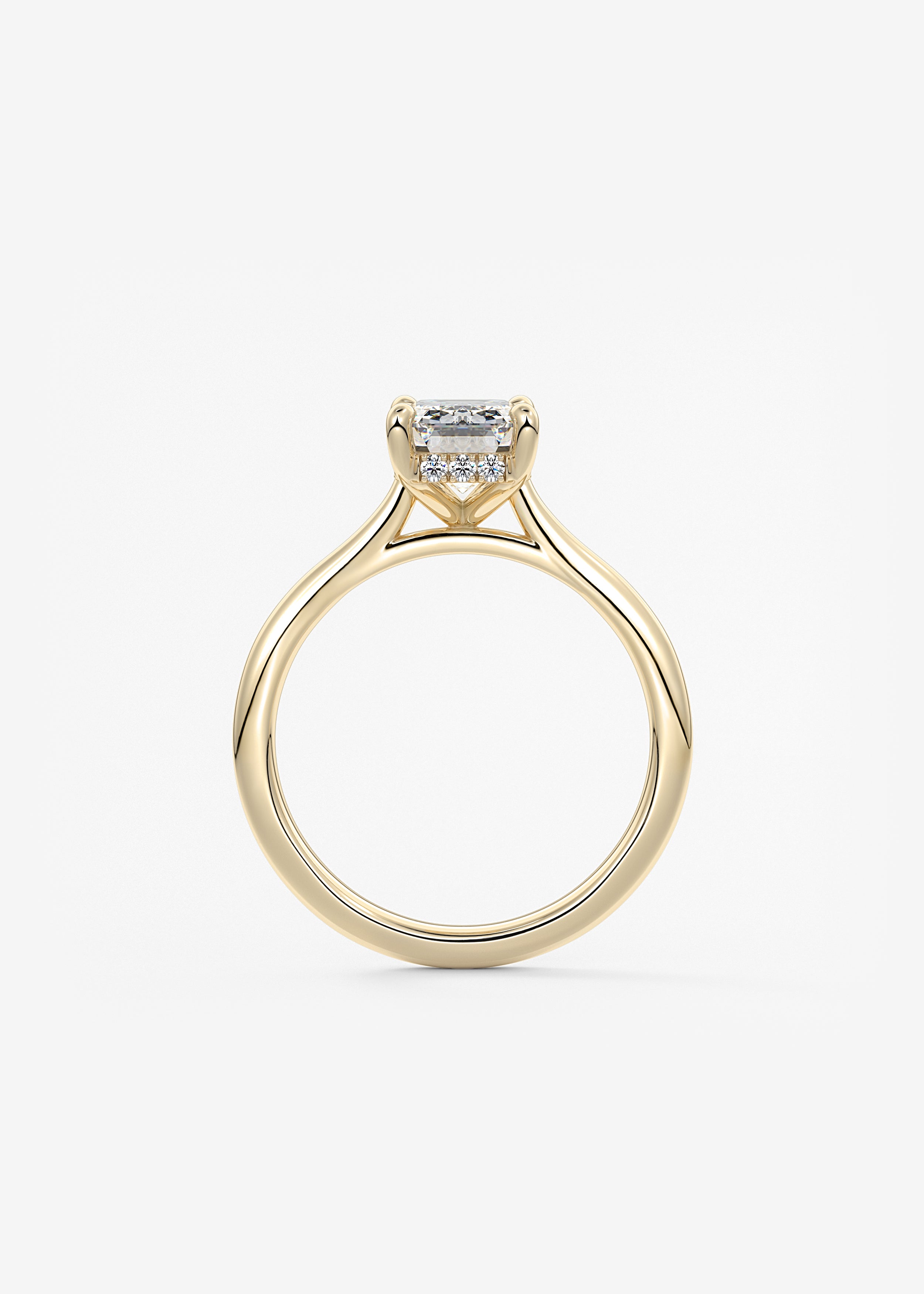 Emerald Hidden Halo/ Cathedral Lab Grown Diamond Engagement Ring