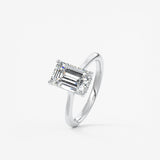 Emerald Hidden Halo/ Cathedral Lab Grown Diamond Engagement Ring