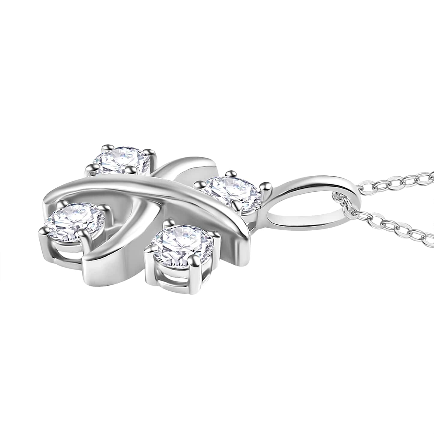 Round Cut Cubic Zirconia in 925 Sterling Silver Necklace 4