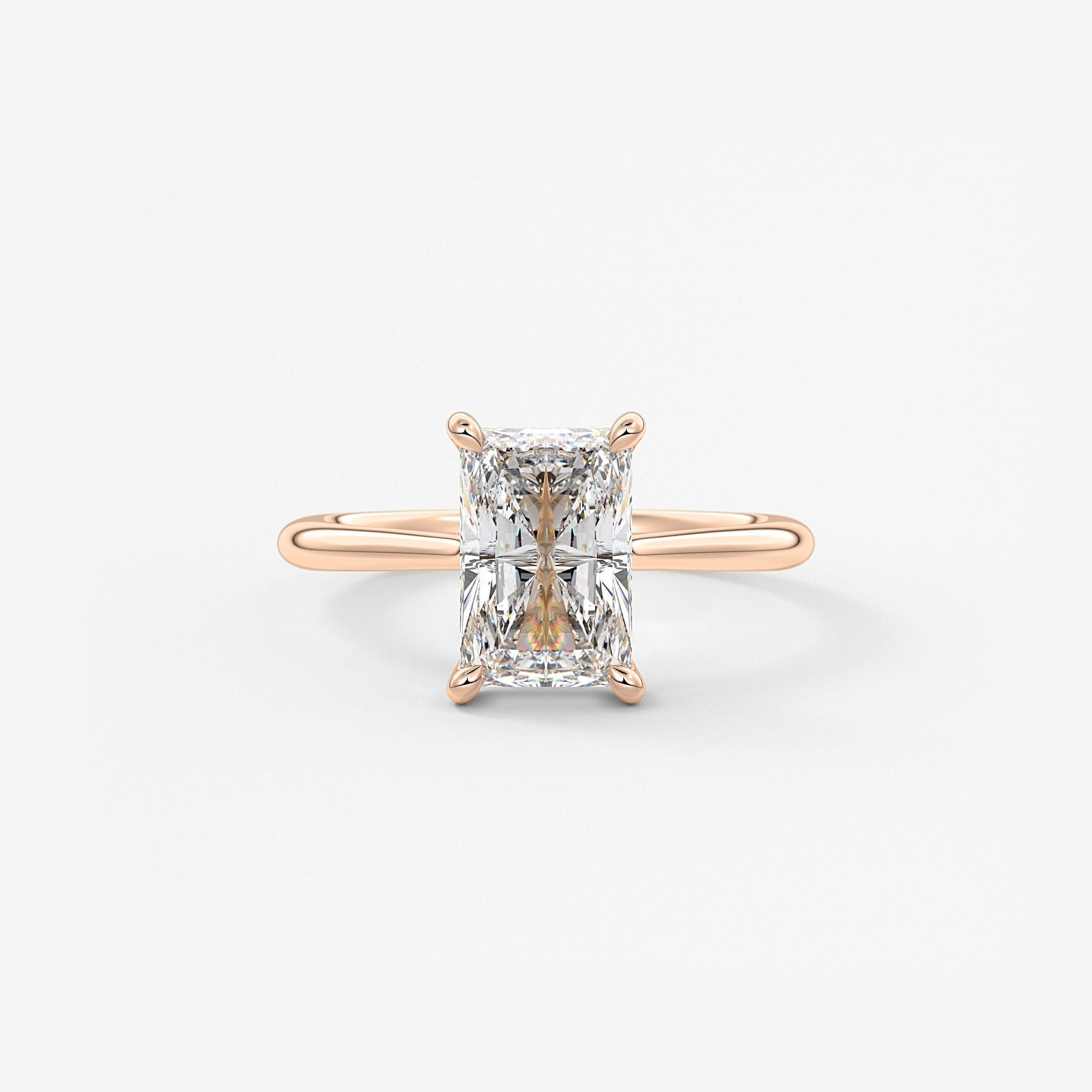 Radiant Hidden Halo/ Cathedral Lab Grown Diamond Engagement Ring