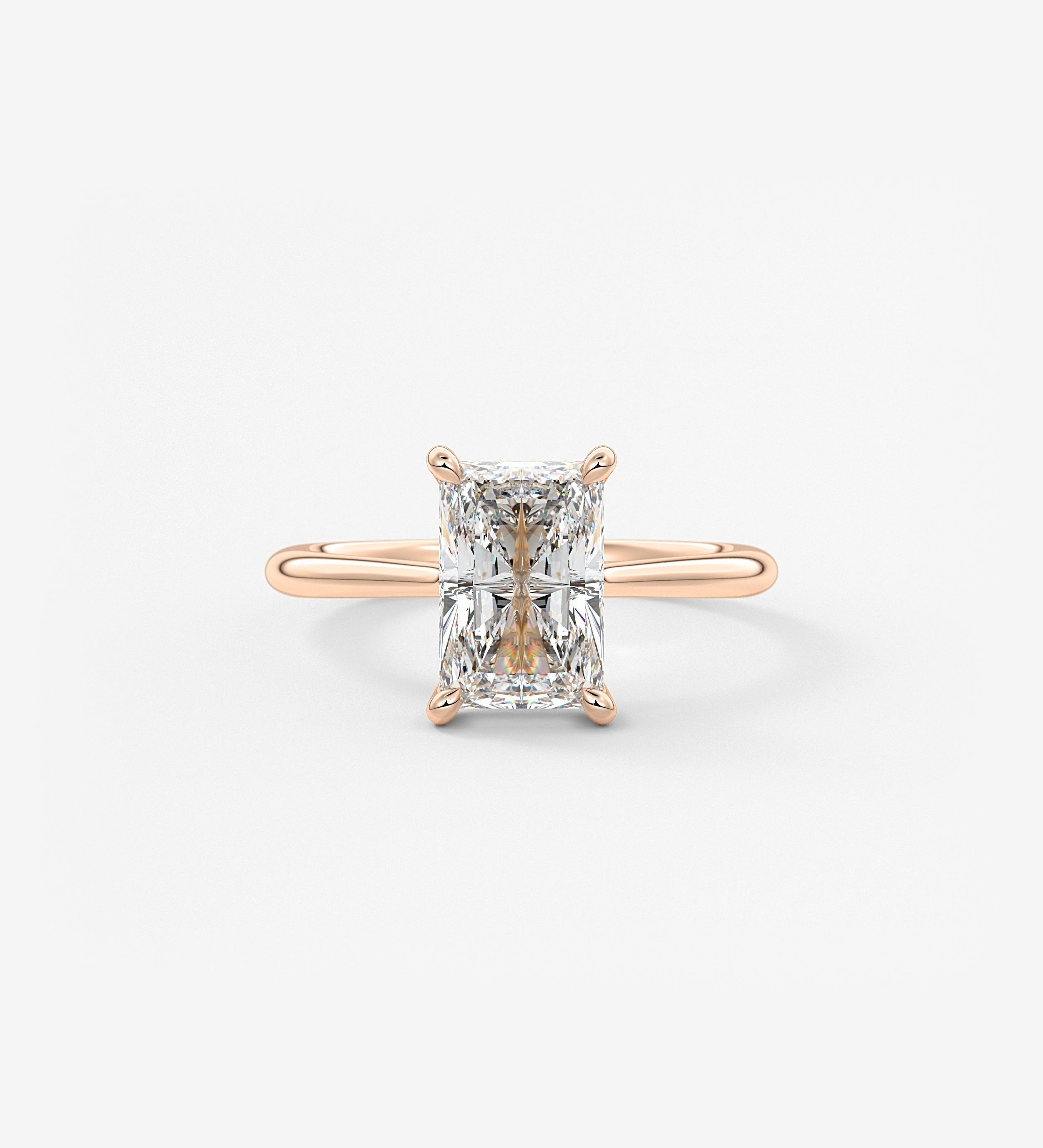 Radiant Hidden Halo/ Cathedral Lab Grown Diamond Engagement Ring