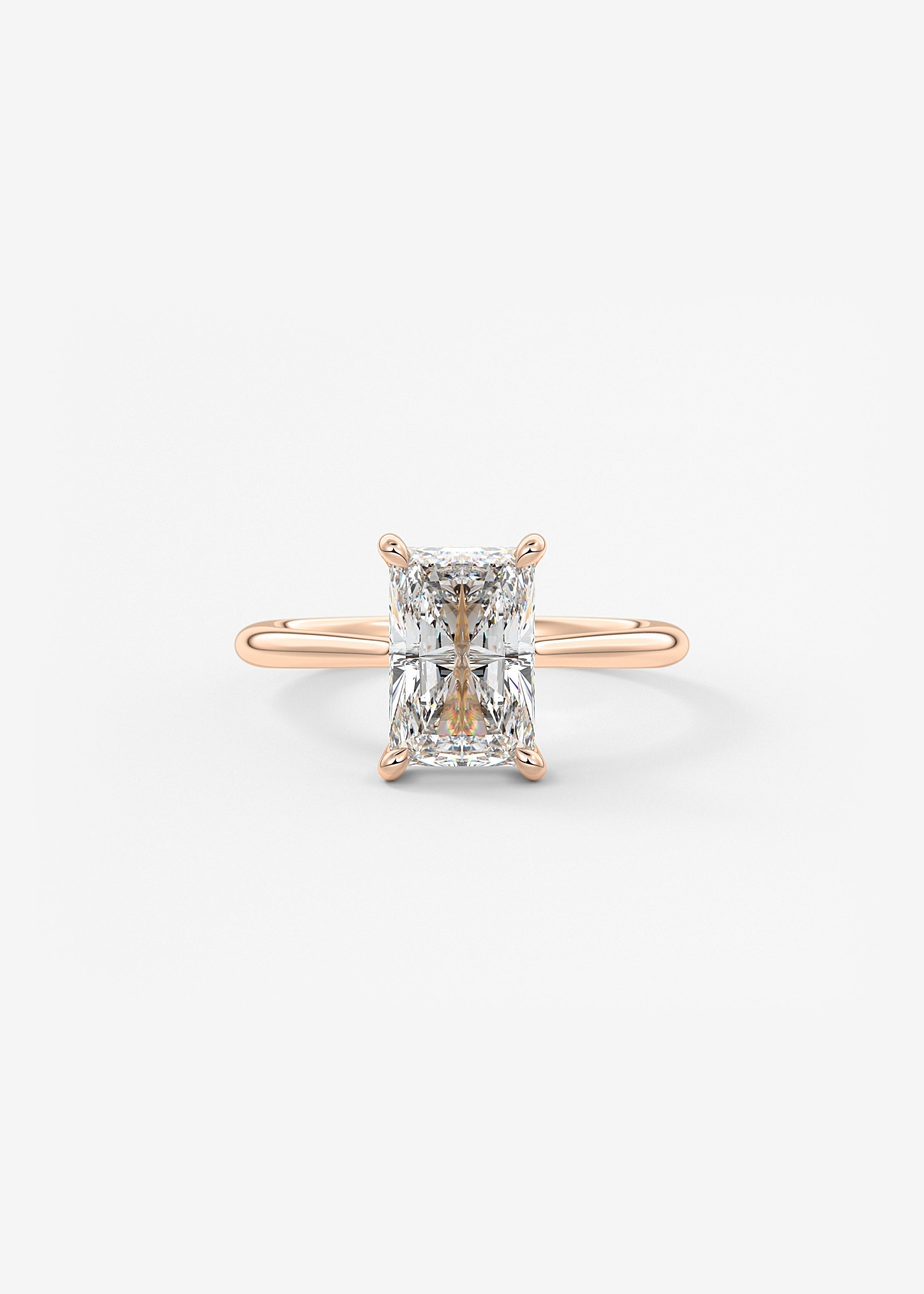 Radiant Hidden Halo/ Cathedral Lab Grown Diamond Engagement Ring