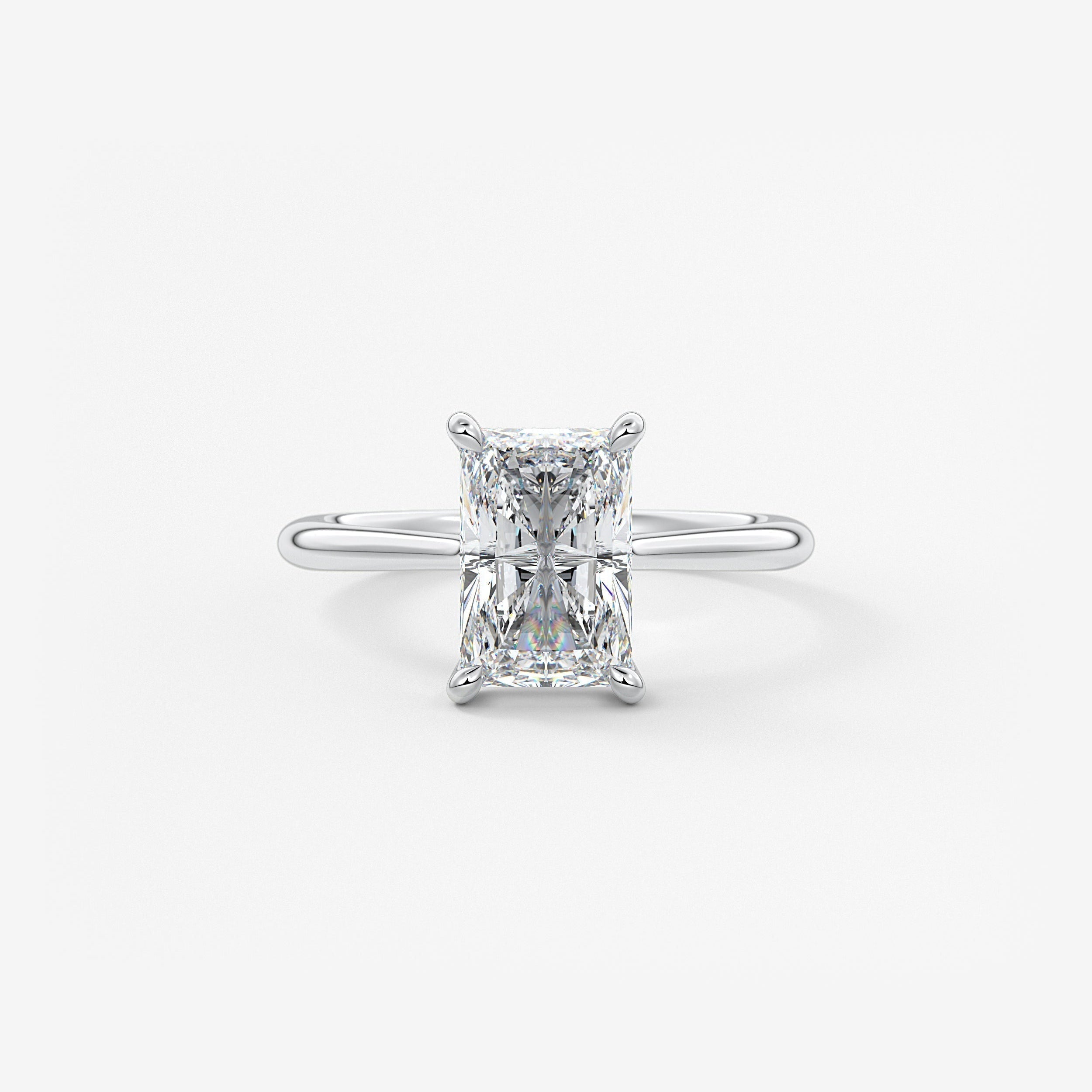 Radiant Hidden Halo/ Cathedral Lab Grown Diamond Engagement Ring
