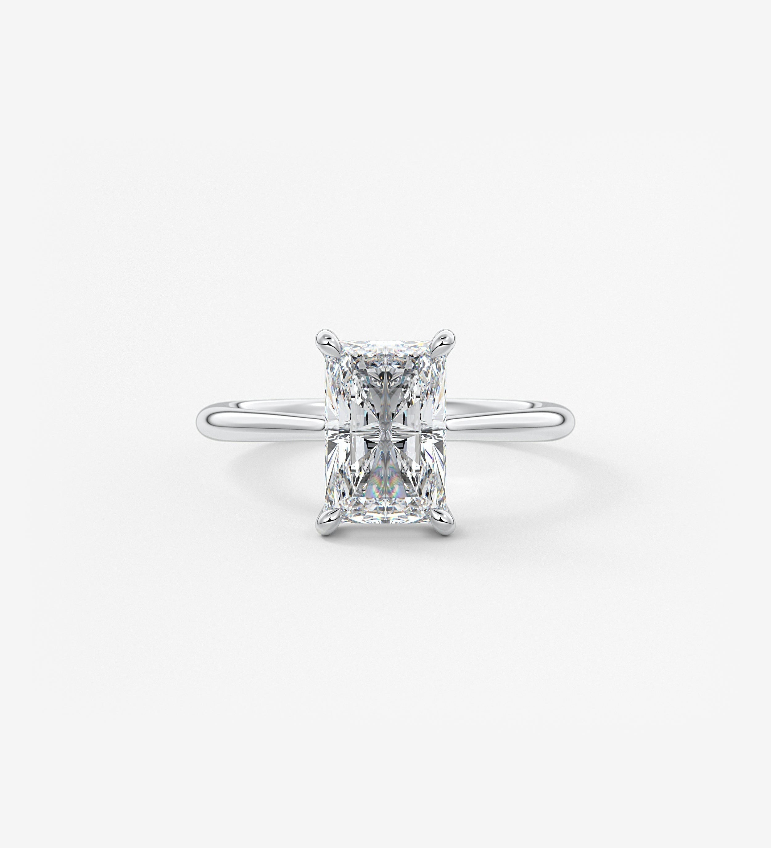 Radiant Hidden Halo/ Cathedral Lab Grown Diamond Engagement Ring