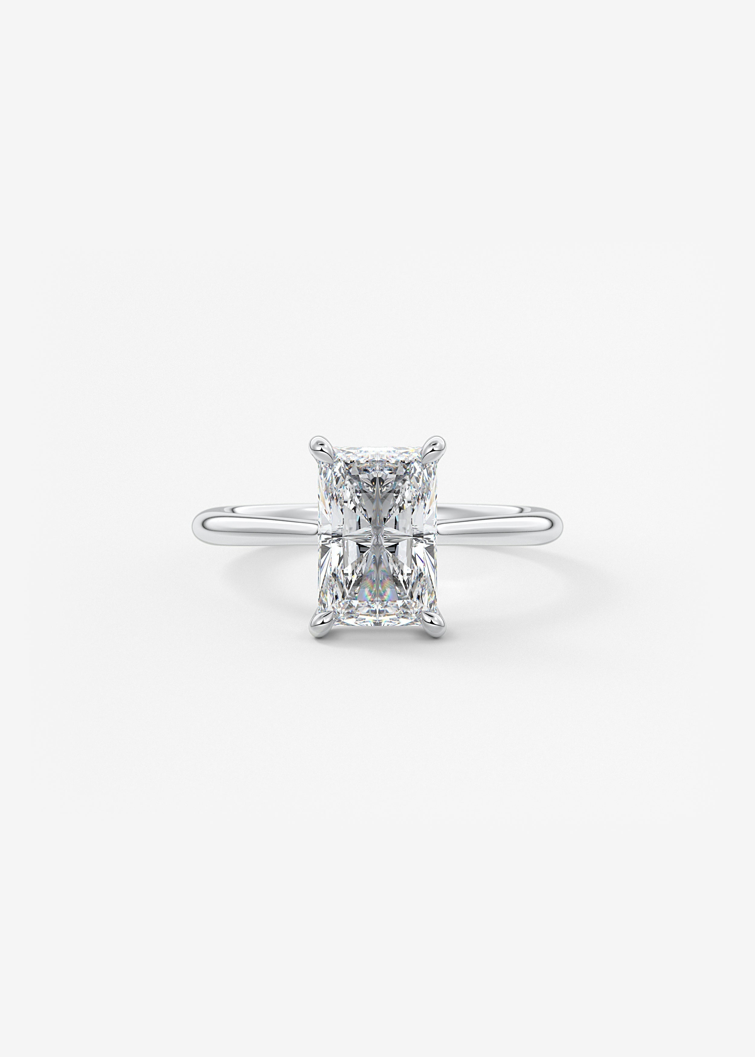 Radiant Hidden Halo/ Cathedral Lab Grown Diamond Engagement Ring
