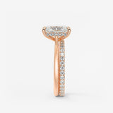 Radiant Hidden Halo/ Cathedral Lab Grown Diamond Engagement Ring