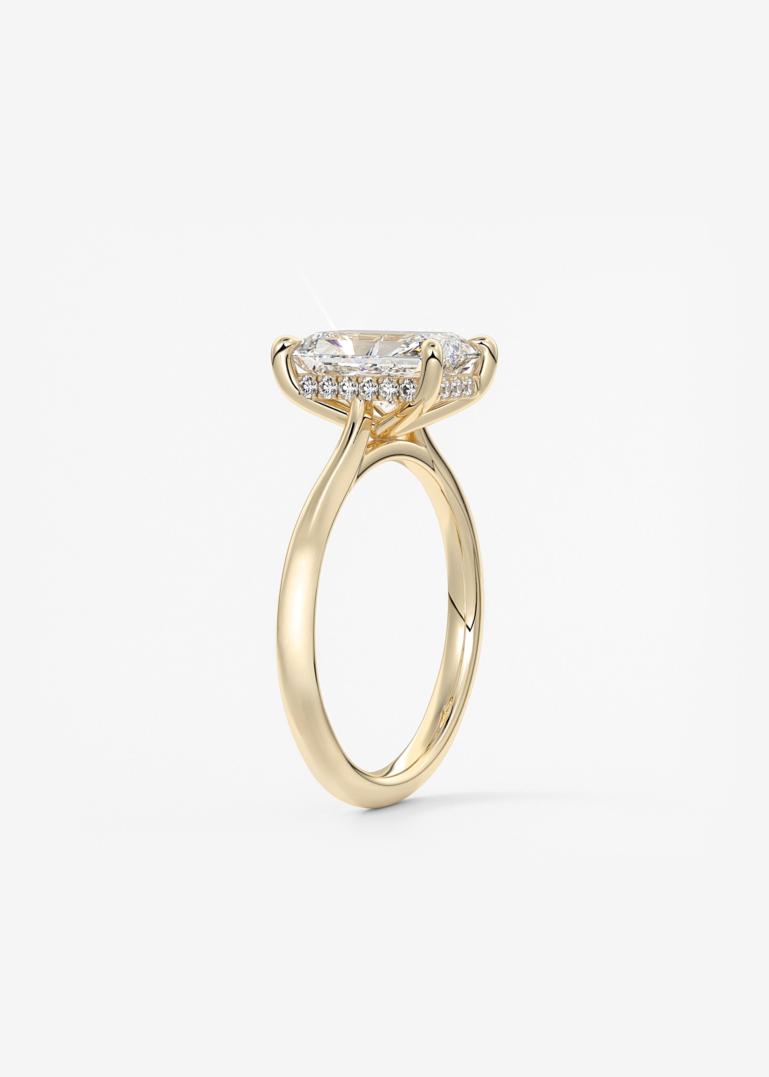 Radiant Hidden Halo/ Cathedral Lab Grown Diamond Engagement Ring