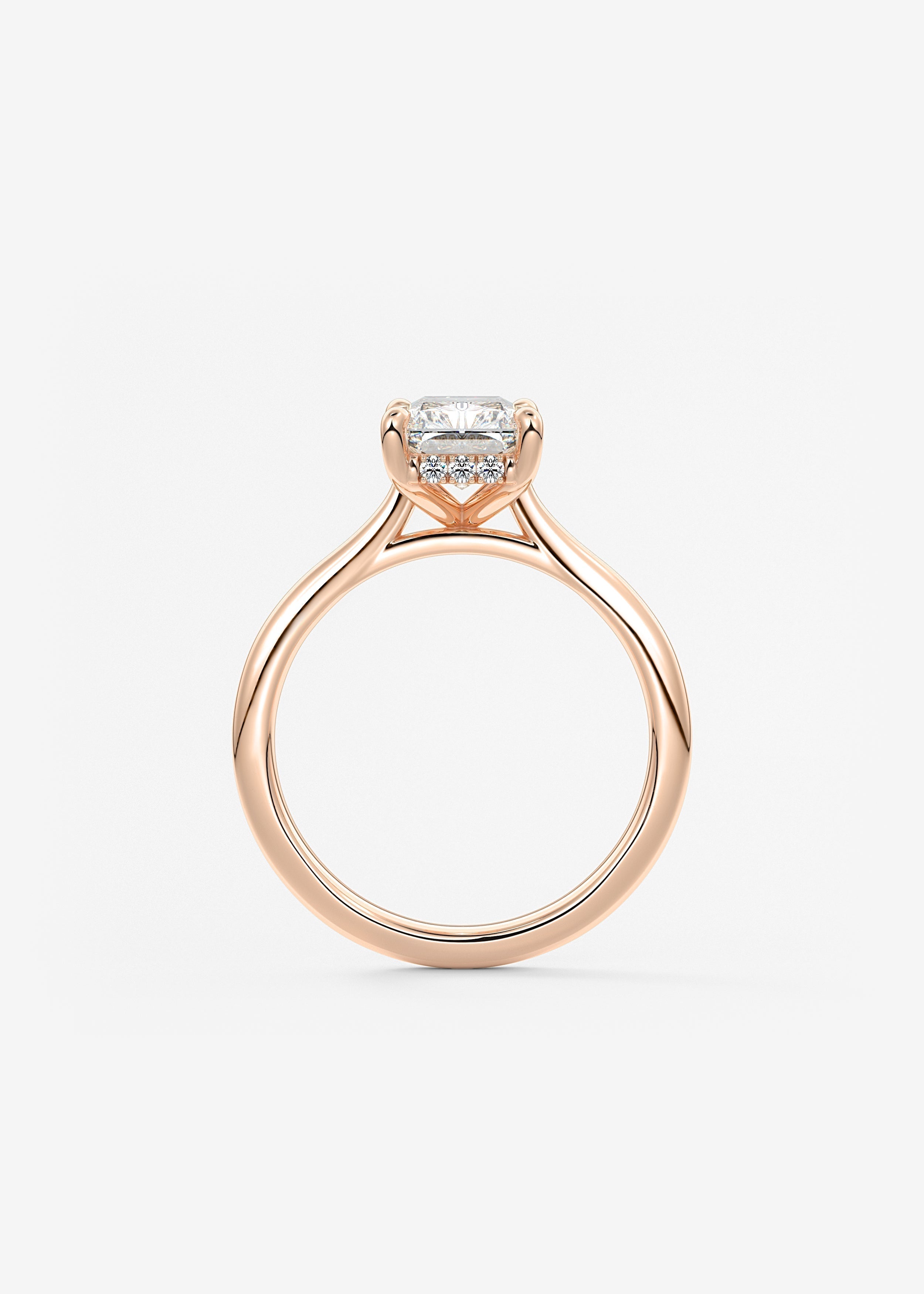 Radiant Hidden Halo/ Cathedral Lab Grown Diamond Engagement Ring